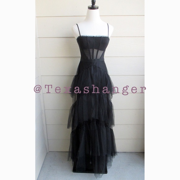 NWT BCBGMaxAzaria Oly Corset Tulle Gown Size 2 Black - Picture 11 of 15